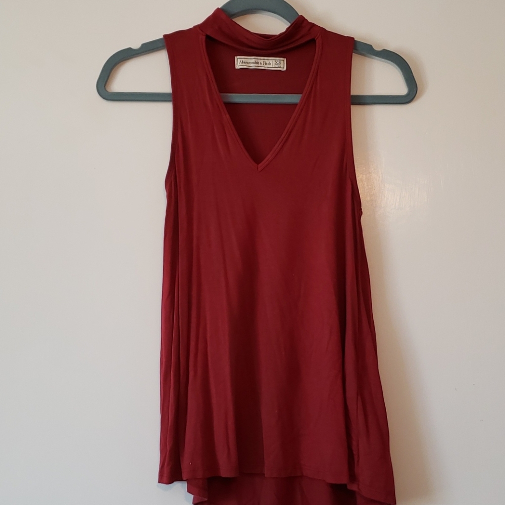 Maroon tank top with cut out